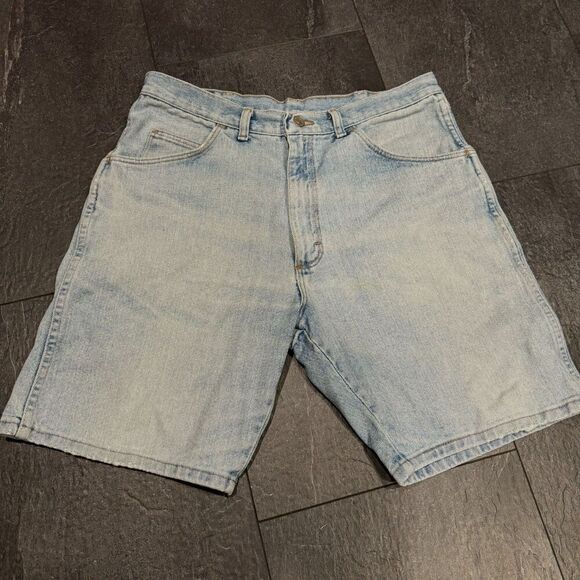 Vintage Wrangler Jean Shorts Denim Jorts Light Blue Y2K Western Grunge Men sz 34 - Picture 1 of 9
